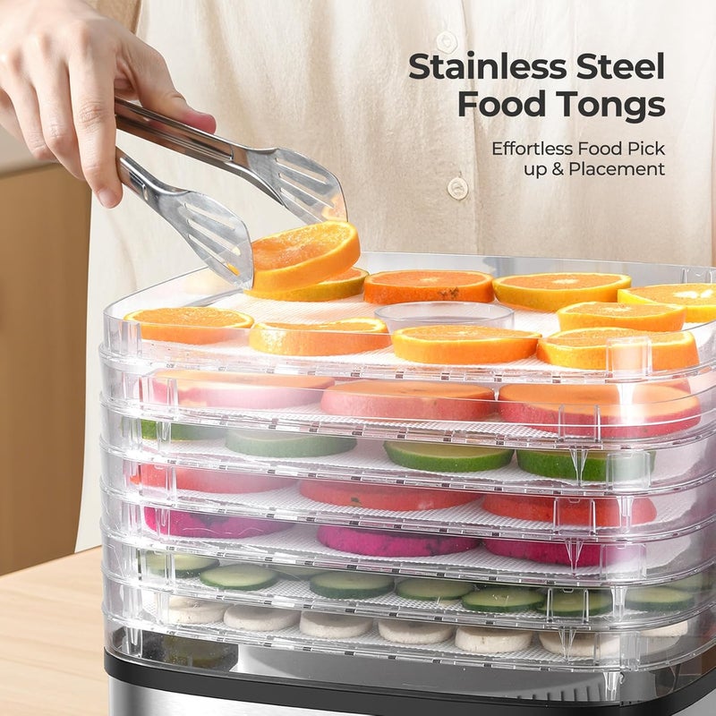 OSTBA 8-Tray Food Dehydrator, 72H Timer & Temp Control up to 158℉, Includes 8 Mesh Sheets, 1 Fruit Roll Tray, 1 Tongs, Recipe Book for Jerky, Fruit, Meat, Vegetables, Herbs, BPA-Free - Image 5